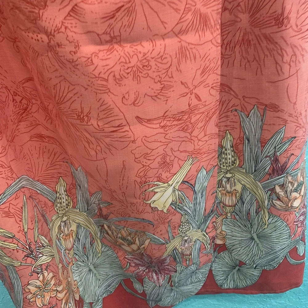 Tommy Bahama Coral Floral Sarong skirt maxi Hawaii beach resort silk M vacay